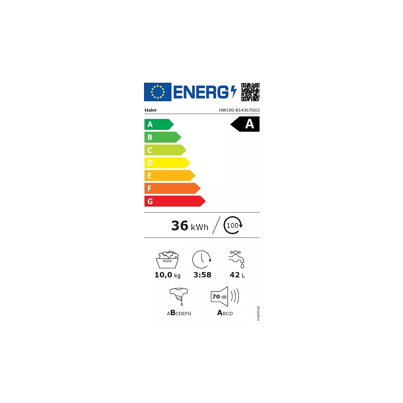 Lave linge hublot HAIER HW100-B14367GUFR