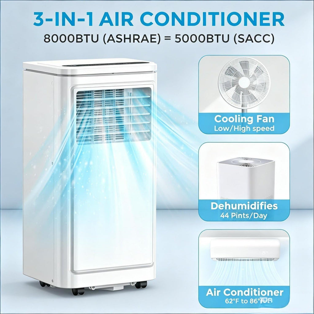 UofZc Climatiseur Portable avec télécommande et roulettes 12000BTU UofZc