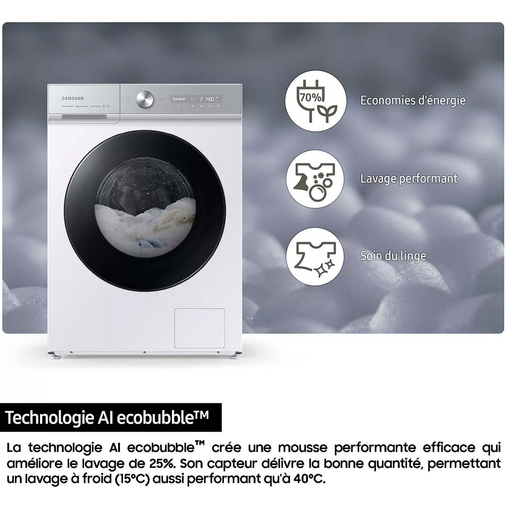 Lave linge hublot SAMSUNG WW11DB7B94GE Bespoke AI