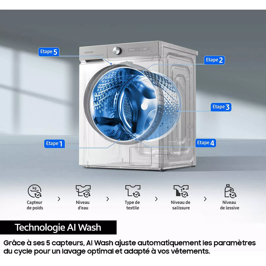 Lave linge hublot SAMSUNG WW11DB7B94GE Bespoke AI