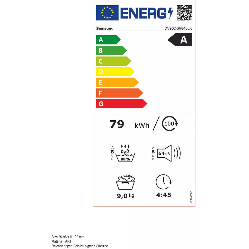 Sèche linge pompe à chaleur SAMSUNG DV90DG6845LK