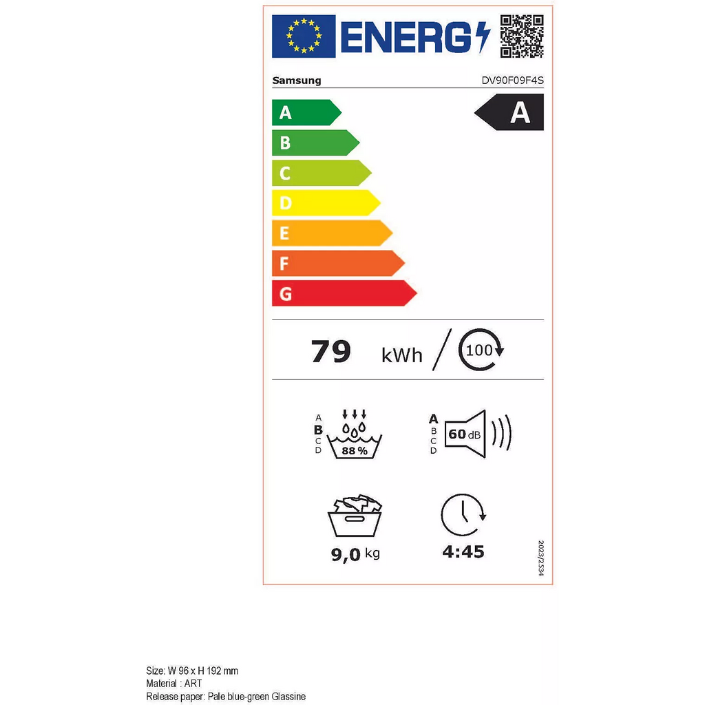 Sèche linge pompe à chaleur SAMSUNG DV90F09F4S