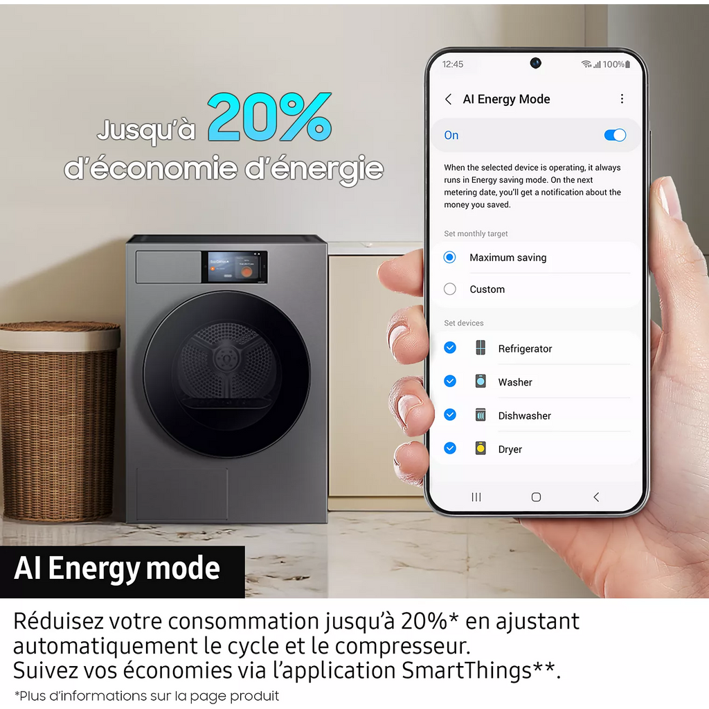 Sèche linge pompe à chaleur SAMSUNG DV90F09F4S