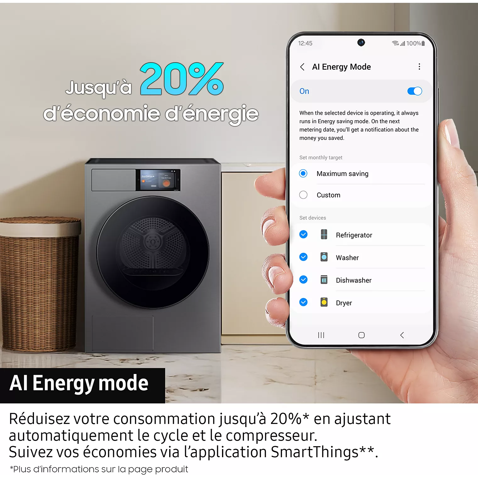 Sèche linge pompe à chaleur SAMSUNG DV90F09F4S