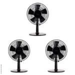 Lot de 3 ventilateurs de table noir Alizé - AXELAIR