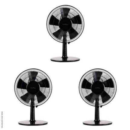 Lot de 3 ventilateurs de table noir Alizé - AXELAIR