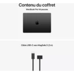 Ordinateur Apple MACBOOK Pro 14" Puce M5 CPU 10 / GPU 10 coeurs Mémoire RAM 24Go Stockage 1To SSD XDR Noir sidéral – Image 3