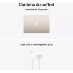 Ordinateur Apple MACBOOK Air 13" Puce M5 CPU 10 / GPU 8 coeurs Mémoire RAM 16Go Stockage 512Go SSD Lumière stellaire