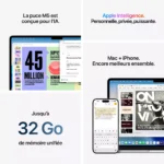 Ordinateur Apple MACBOOK Air 13" Puce M5 CPU 10 / GPU 10 coeurs Mémoire RAM 24Go Stockage 1To SSD Bleu ciel