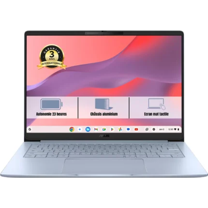 ASUS CM1406 Bleu Iridescent 14"Tactile MediaTek 8 Go RAM DDR5 eMMC 128Go Google AI Pro housse incluse