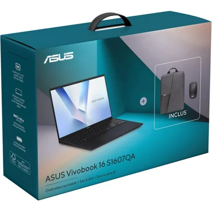 Ordinateur portable ASUS S1607QA BLEU 16 pouces Snapdragon X 8 Go RAM LPDDR5x SSD 256 Go sac de transport et souris inclus