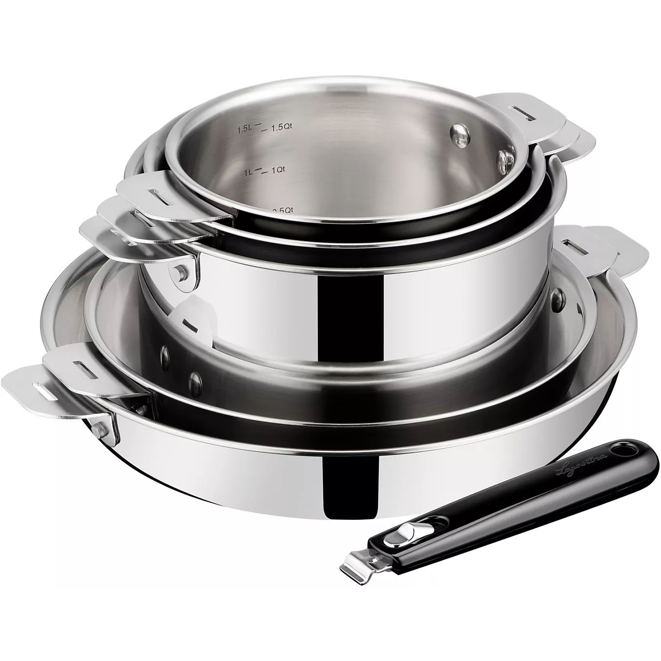 Batterie de cuisine LAGOSTINA Esperta triply 5 pièces + poignée Batterie de cuisine LAGOSTINA Esperta triply 5 pièces + poignée